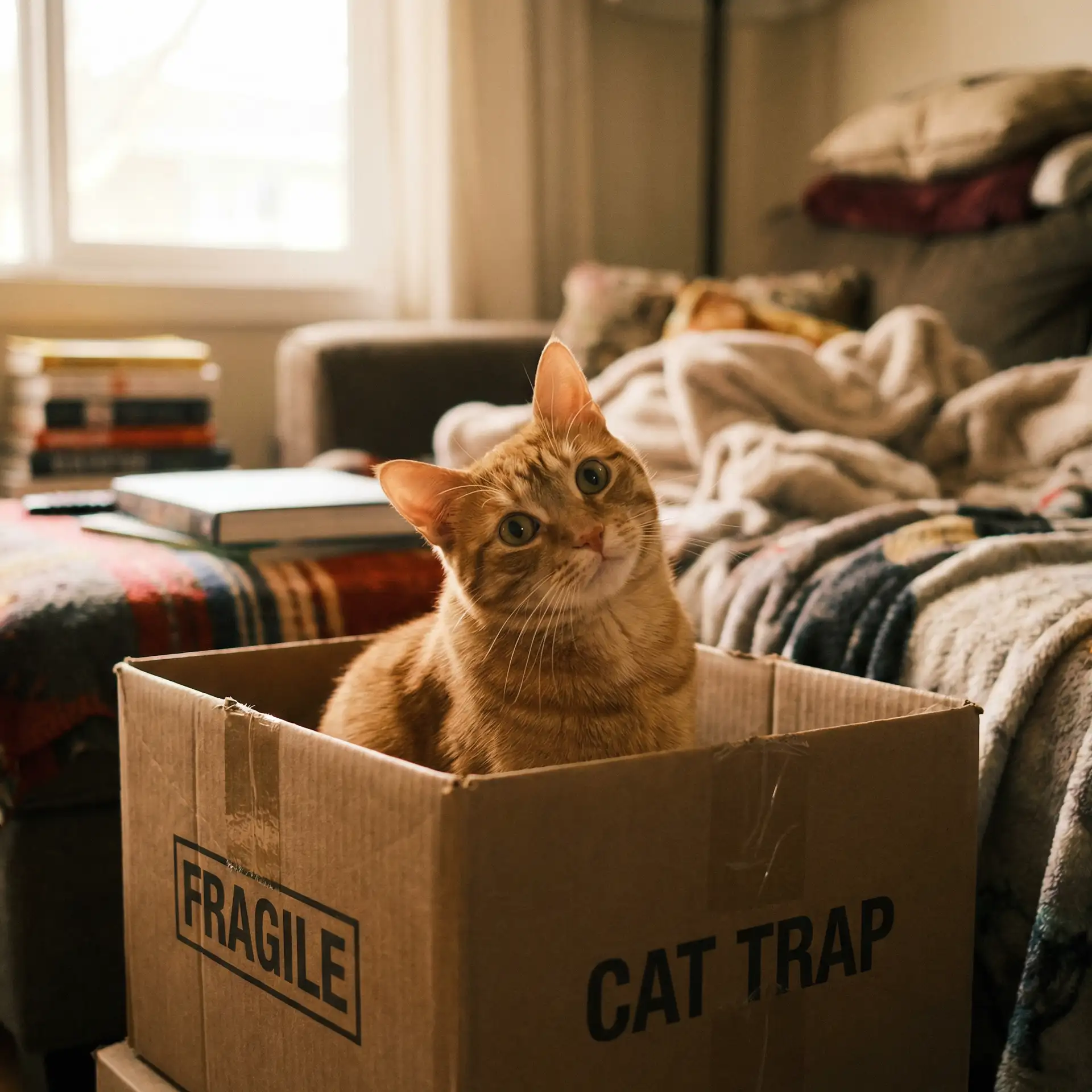 橘猫躲在纸箱里 - 车文超细过程